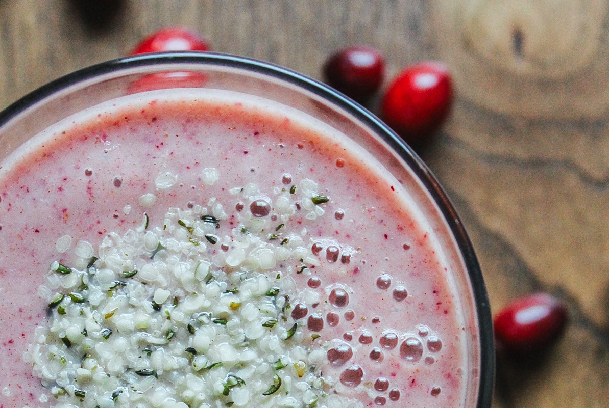 Cranberry Smoothie with Ginger, Flax and Hemp Recipe VEEG