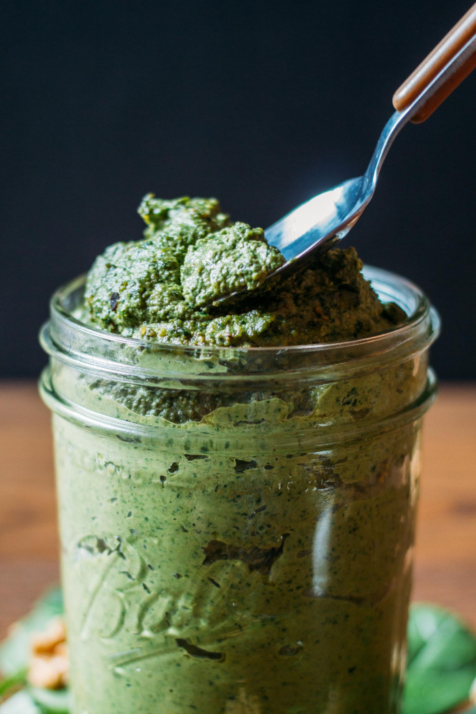 OilFree Spinach Walnut Oregano Pesto Recipe VEEG