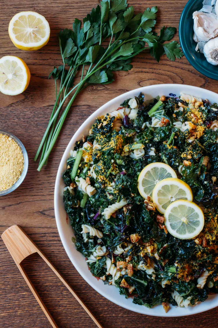 Kale, Pecan & Cranberry Pasta Salad Recipe VEEG