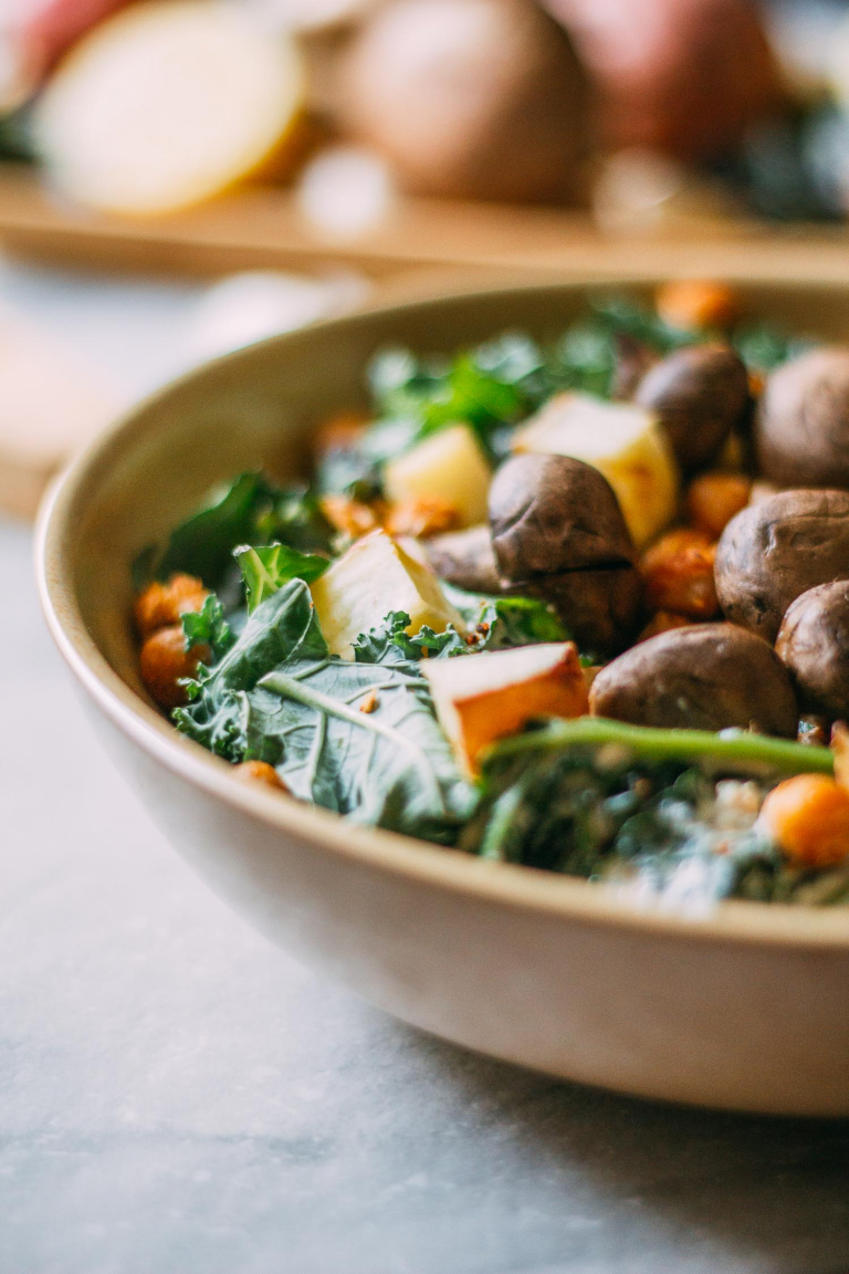Roasted Steaky Mushroom Kale Salad Recipe VEEG