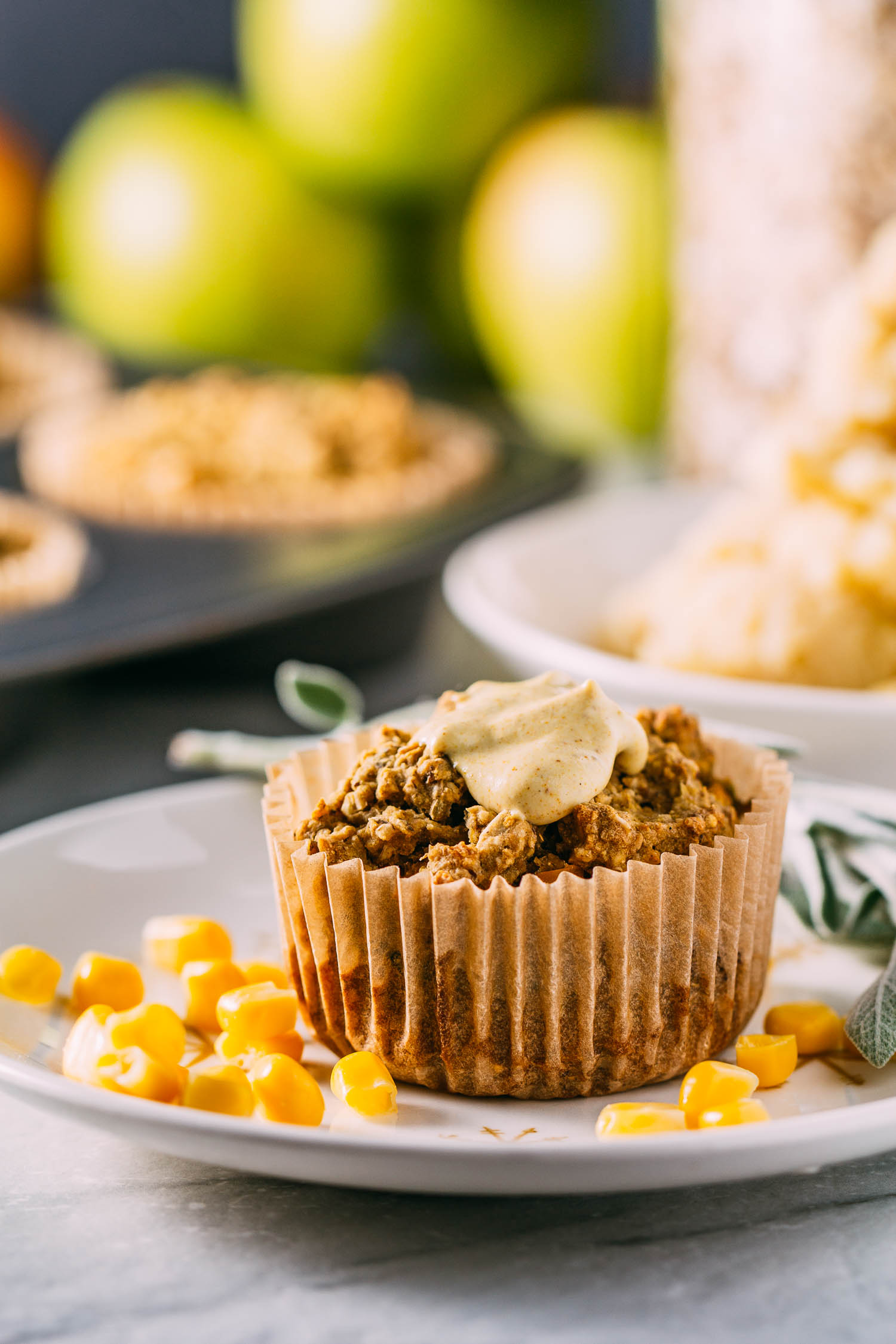 Southern Style Stuffing Muffins #stuffing #muffins #wfpb #plant-based #wfpbno #refined oil-free #gluten-free #vegan #recipe #healthy #recipes #holiday #Thanksgiving #Christmas #side dish #holidays #corn #cornbread #sage #oats #almond flour #bread | veeg.co