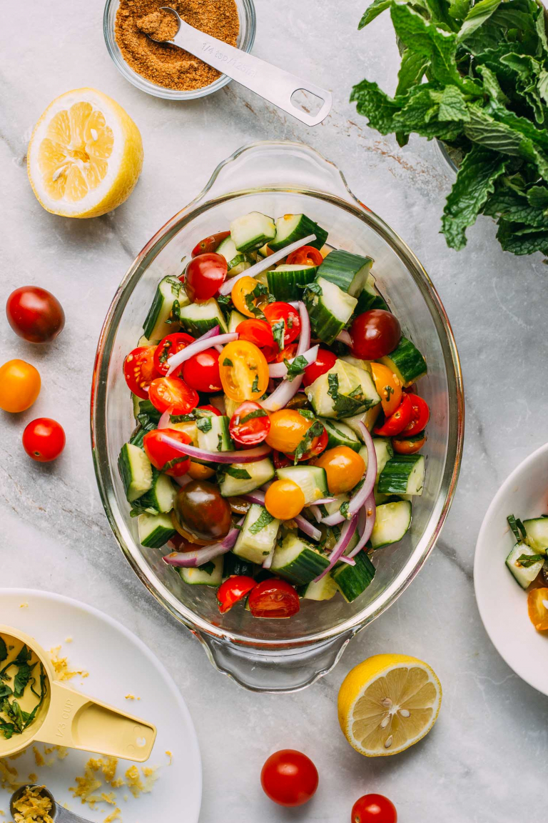 Cucumber, Mint & Tomato Salad Recipe VEEG