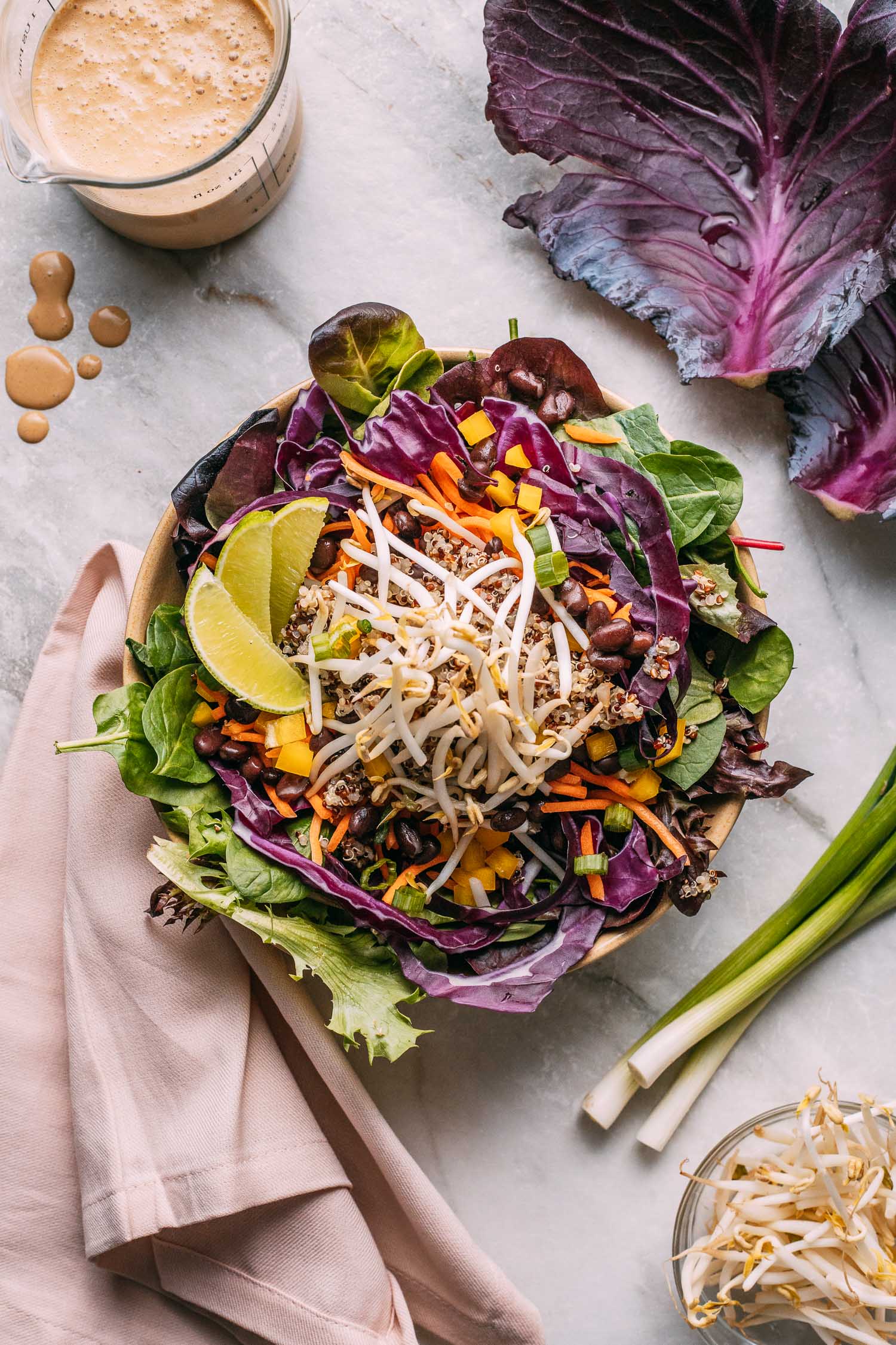 Asian Quinoa Salad Bowl with Easy Thai Peanut Dressing Recipe VEEG