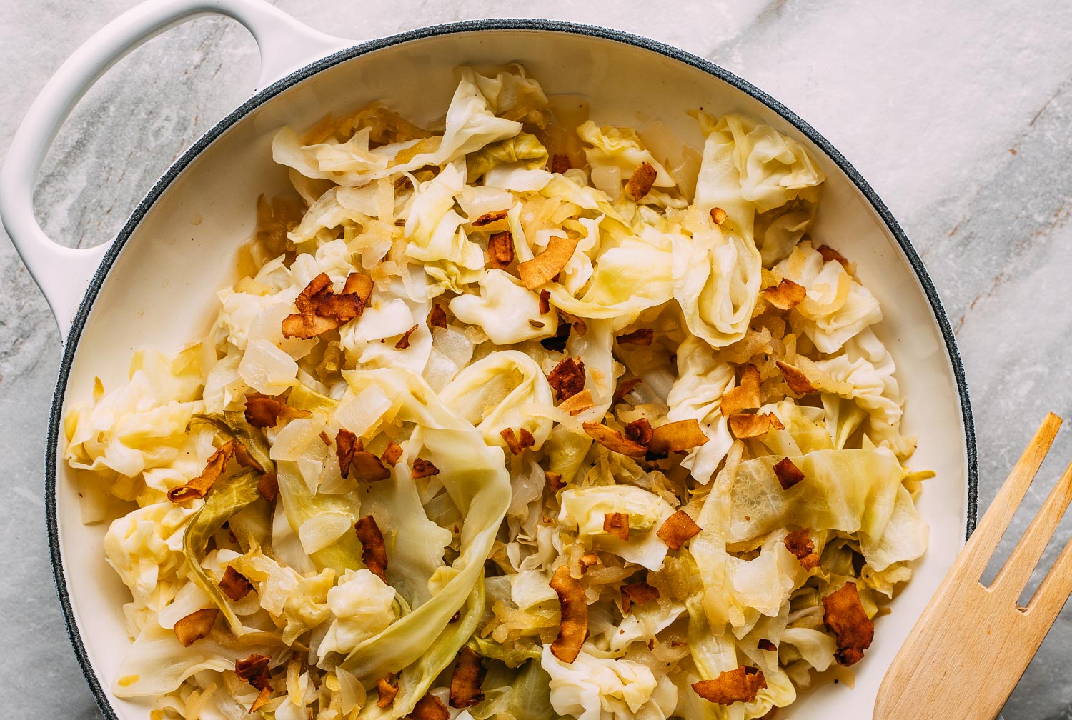 Fried Cabbage with Apples and Fakin' Bacon OilFree Recipe VEEG